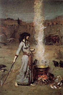 MAGIC CIRCLE: John William Waterhouse, 1886.